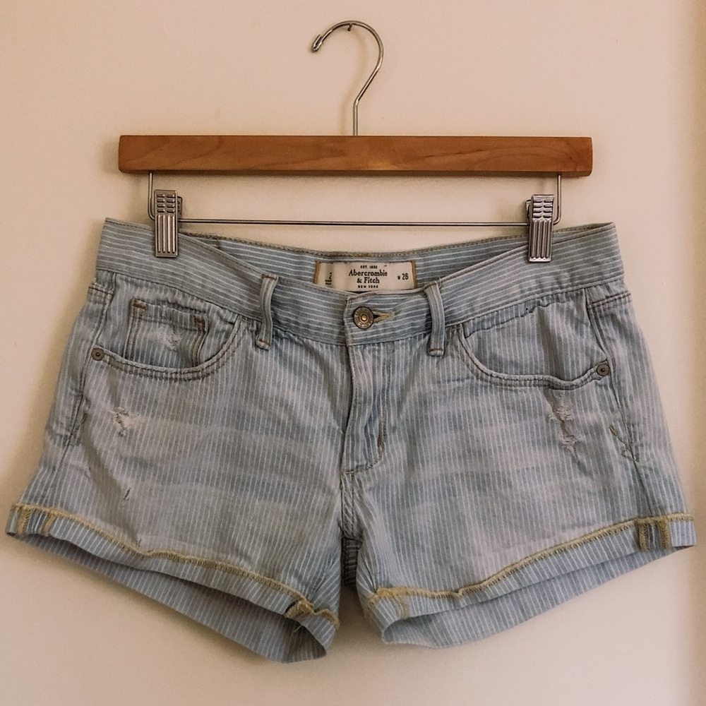 Abercrombie & Fitch Low-rise Striped Denim Shorts